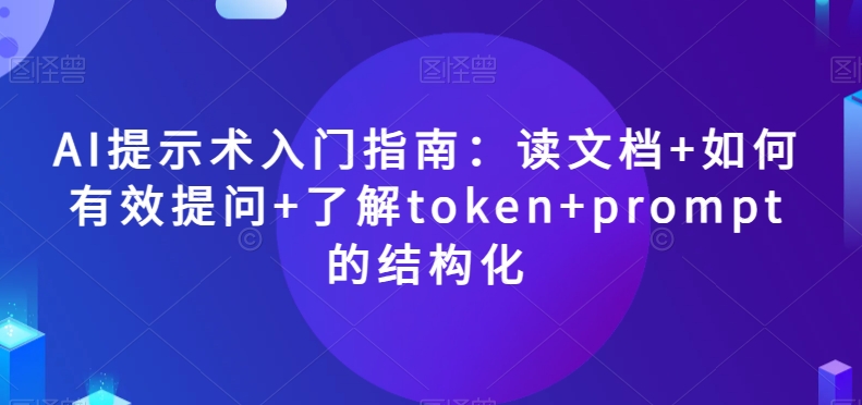 AI提示术入门指南：读文档+如何有效提问+了解token+prompt的结构化【揭秘】-生财有道