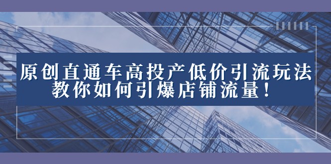 2023直通车高投产低价引流玩法，教你如何引爆店铺流量！-生财有道