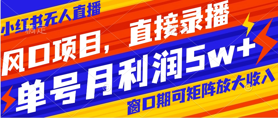 （8196期）风口项目，小红书无人直播带货，直接录播，可矩阵，月入5w+-生财有道