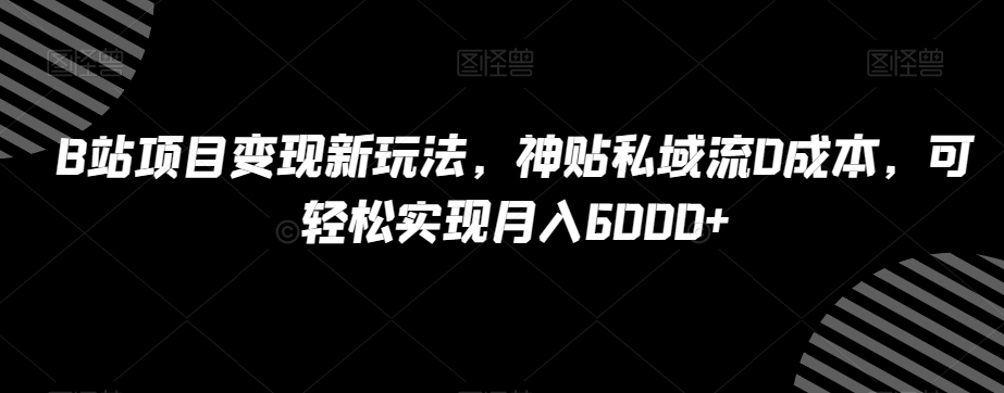 B站项目变现新玩法，神贴私域流0成本，可轻松实现月入6000+【揭秘】-生财有道
