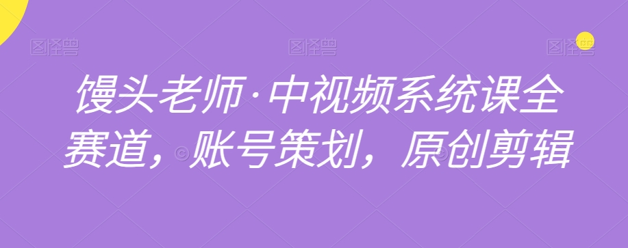 馒头老师·中视频系统课全赛道，账号策划，原创剪辑-生财有道