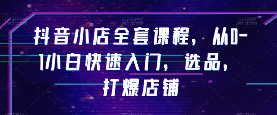 抖音小店全套课程，从0-1小白快速入门，选品，打爆店铺-生财有道