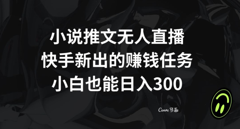 小说推文无人直播，快手新出的赚钱任务，小白也能日入300+【揭秘】-生财有道