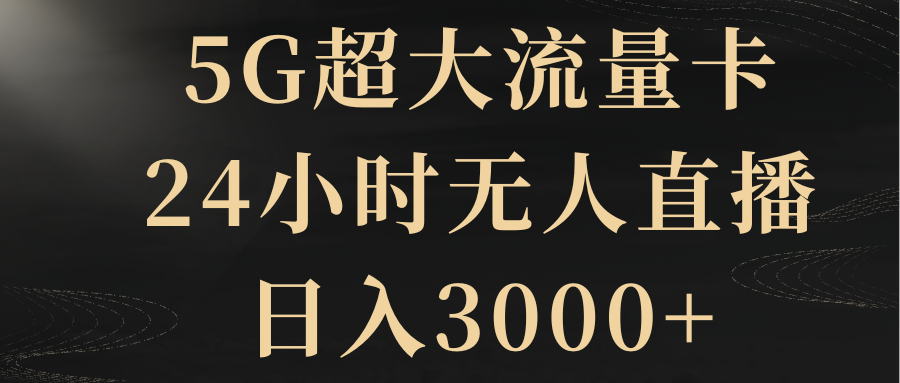 （8304期）5G超大流量卡，24小时无人直播，日入3000+-生财有道