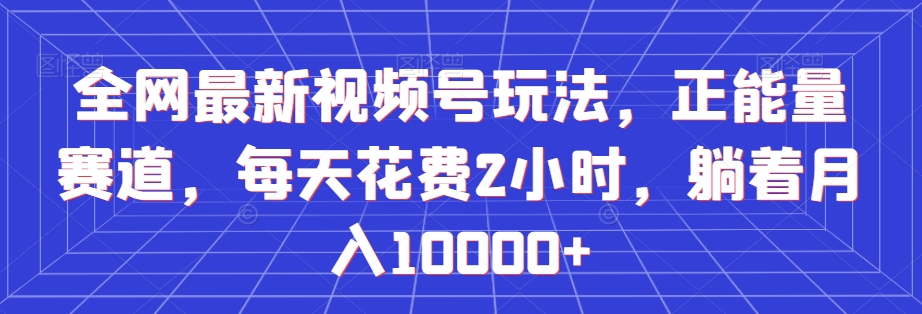 全网最新视频号玩法，正能量赛道，每天花费2小时，躺着月入10000+【揭秘】-生财有道