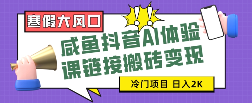 寒假大风口咸鱼抖音AI体验课链接搬砖变现，全网首发冷门项目，小白可日入2K+【揭秘】-生财有道