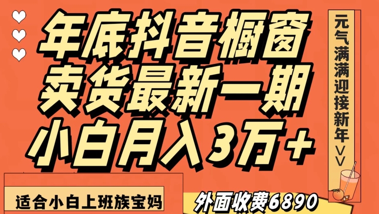 外面收费6890元年底抖音橱窗卖货最新一期，小白月入3万，适合小白上班族宝妈【揭秘】-生财有道