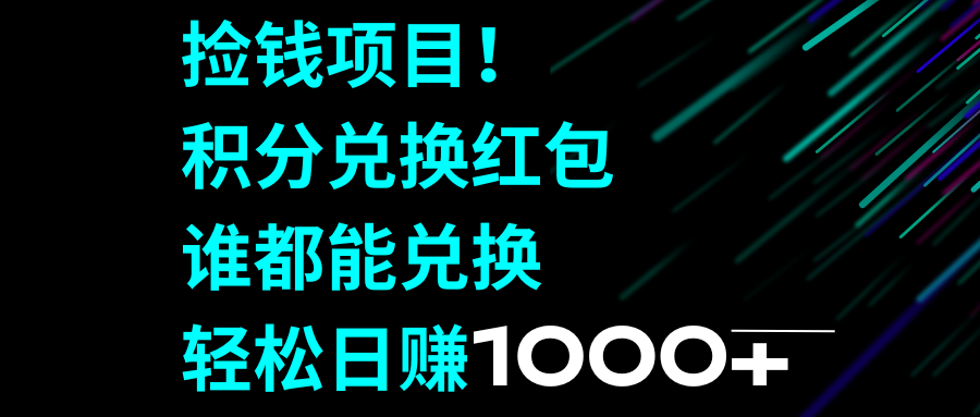 （8378期）捡钱项目！积分兑换红包，谁都能兑换，轻松日赚1000+-生财有道