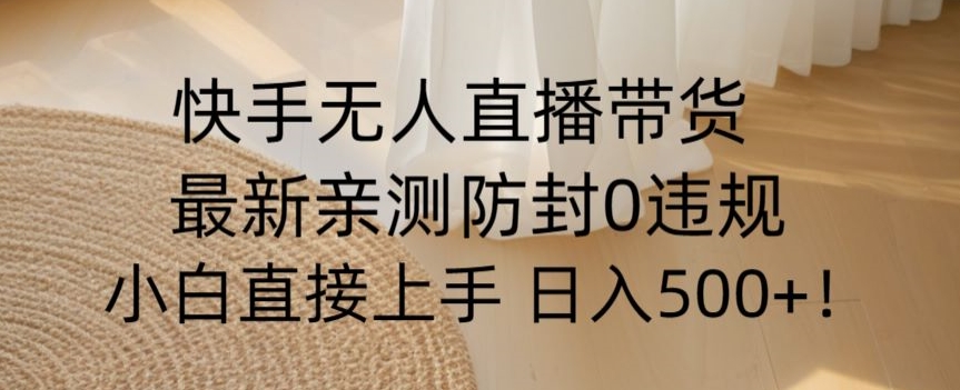 快手无人直播带货从0-1落地教学，最新防封0粉开播，小白可上手日入500+【揭秘】-生财有道