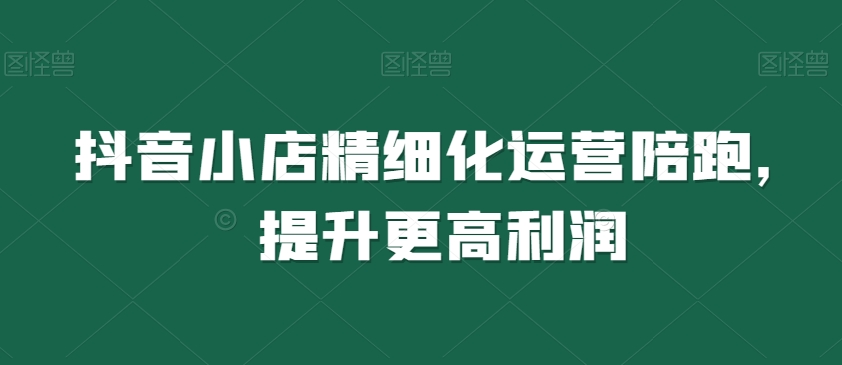 抖音小店精细化运营陪跑，提升更高利润-生财有道