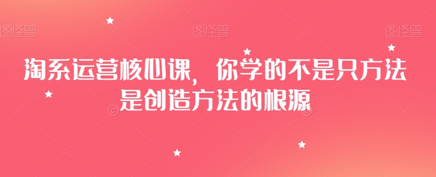 淘系运营核心课，你学的不是只方法是创造方法的根源-生财有道