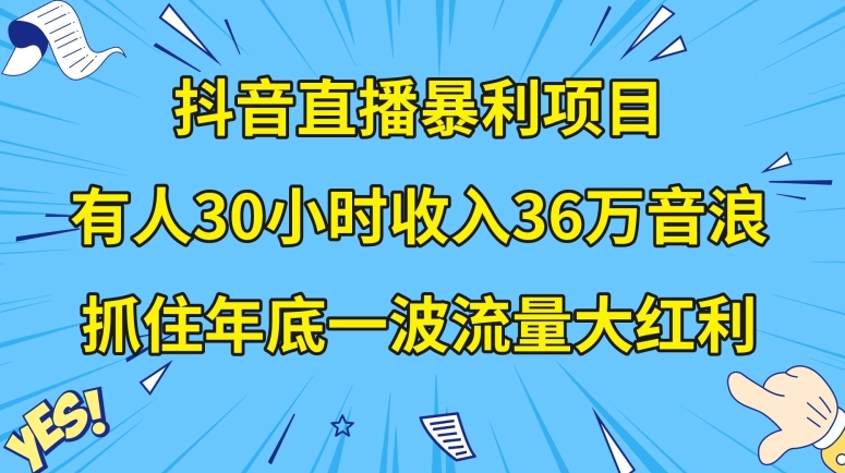 抖音直播暴利项目，有人30小时收入36万音浪，公司宣传片年会视频制作，抓住年底一波流量大红利【揭秘】-生财有道