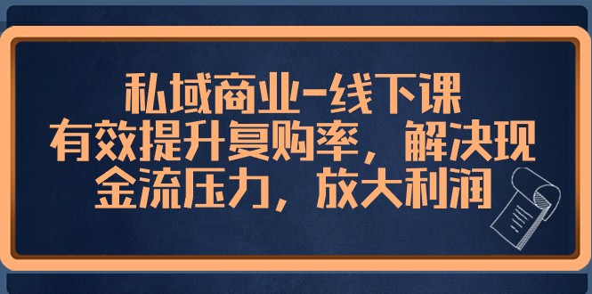 私域商业线下课，有效提升复购率，解决现金流压力，放大利润-生财有道