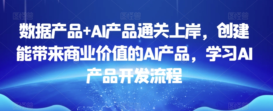 数据产品+AI产品通关上岸，创建能带来商业价值的AI产品，学习AI产品开发流程-生财有道