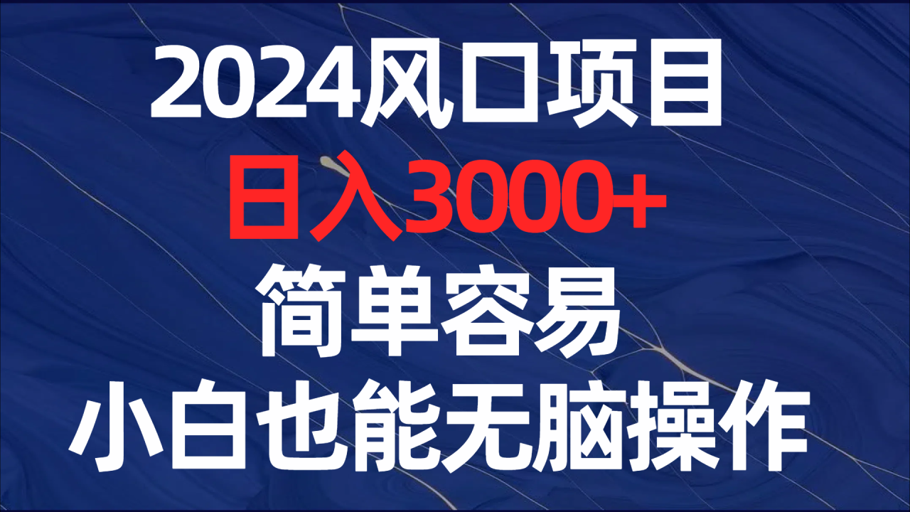（8432期）2024风口项目，日入3000+，简单容易，小白也能无脑操作-生财有道