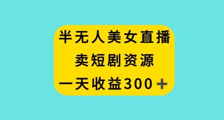 半无人美女直播，卖短剧资源，一天收益300+【揭秘】-生财有道