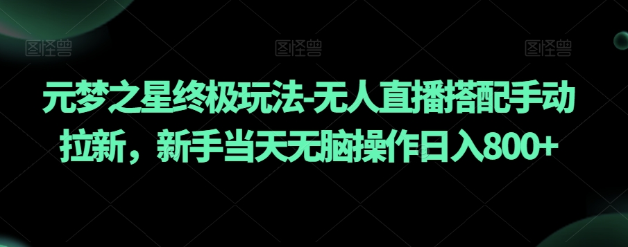元梦之星终极玩法-无人直播搭配手动拉新，新手当天无脑操作日入800+【揭秘】-生财有道