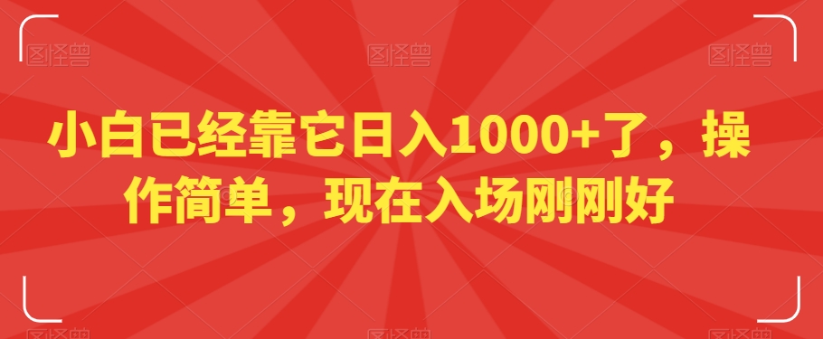 小白已经靠它日入1000+了，操作简单，现在入场刚刚好【揭秘】-生财有道