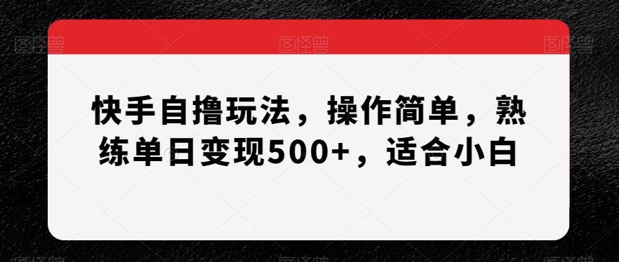 快手自撸玩法，操作简单，熟练单日变现500+，适合小白【揭秘】-生财有道
