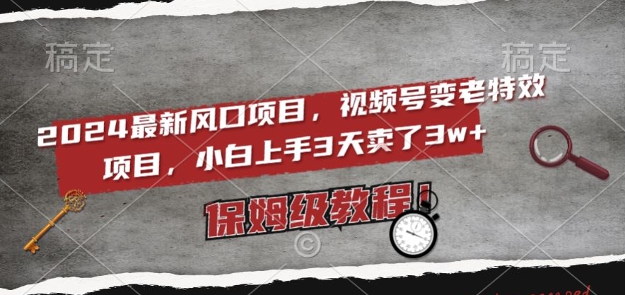 2024最新风口项目，视频号变老特效项目，电脑小白上手3天卖了3w+，保姆级教程【揭秘】-生财有道