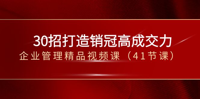 30招打造销冠高成交力-企业管理精品视频课（41节课）-生财有道