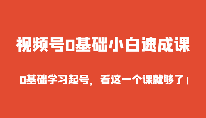 视频号0基础小白速成课，0基础学习起号，看这一个课就够了！-生财有道