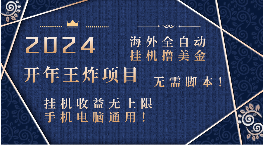（8494期）2024海外全自动挂机撸美金项目！手机电脑均可，无需脚本，收益无上限！-生财有道