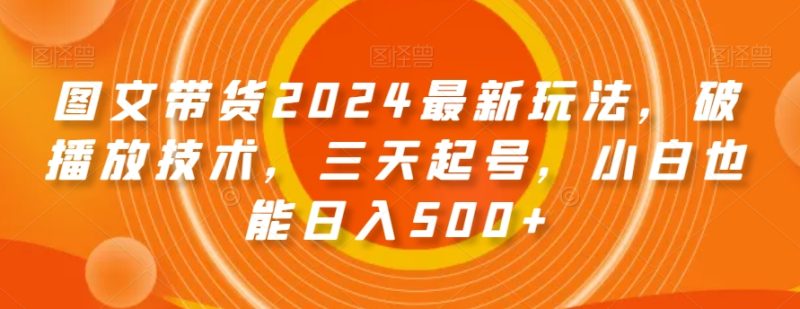图文带货2024最新玩法,破播放技术,三天起号,小白也能日入500+【揭秘】-生财有道