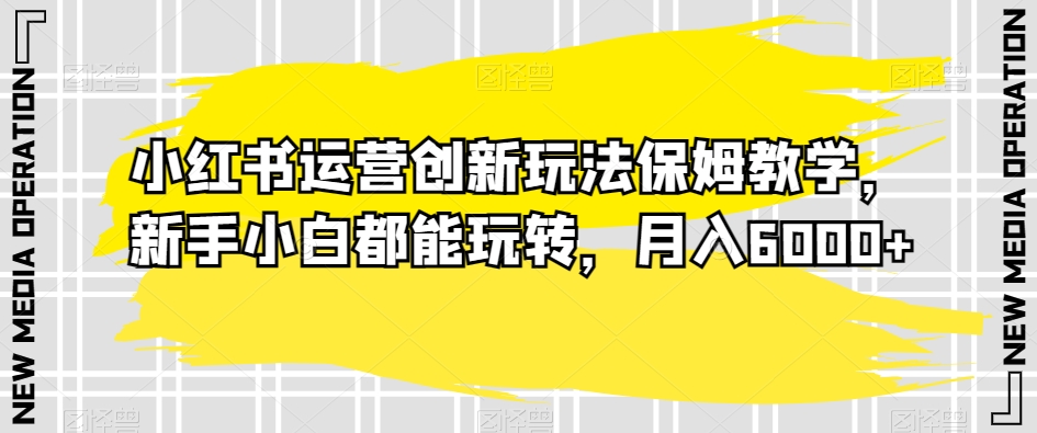 小红书运营创新玩法保姆教学，新手小白都能玩转，月入6000+【揭秘】-生财有道