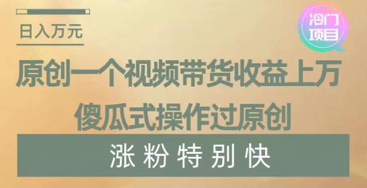 原创一个视频带货收益上万，傻瓜式操作过原创，几分钟做一个视频涨粉特别快【揭秘】-生财有道