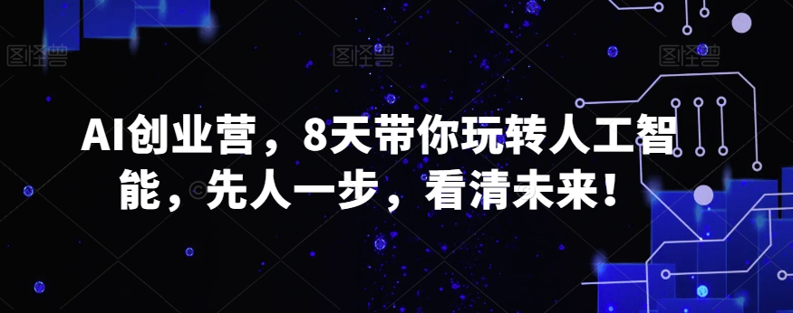 AI创业营，8天带你玩转人工智能，先人一步，看清未来！-生财有道