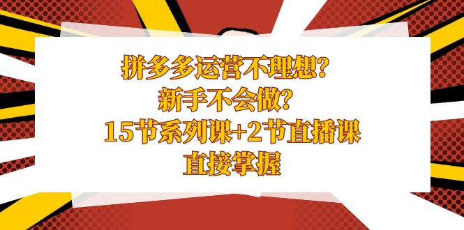 拼多多运营不理想？新手不会做？15节系列课+2节直播课学会直接掌握-生财有道