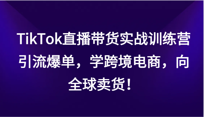 TikTok直播带货实战训练营，引流爆单，学跨境电商，向全球卖货！-生财有道