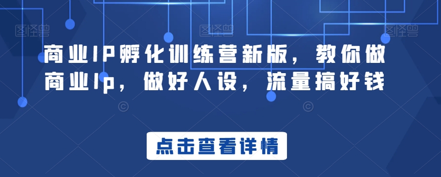 商业IP孵化训练营新版，教你做商业Ip，做好人设，流量搞好钱-生财有道