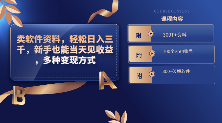 （8582期）卖软件资料，轻松日入三千，新手也能当天见收益，多种变现方式，（附300…-生财有道