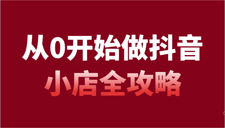 从0开始做抖音小店全攻略，抖音开店全步骤详细解说（54节课）-生财有道