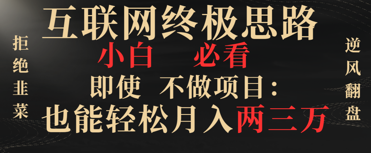 （8619期）互联网终极思路，小白必看，即使不做项目也能轻松月入两三万，拒绝韭菜…-生财有道