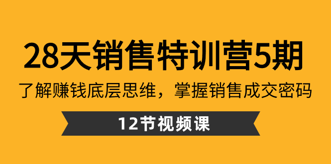（8659期）28天·销售特训营5期：了解赚钱底层思维，掌握销售成交密码（12节课）-生财有道