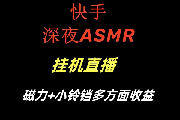 （8758期）快手深夜ASMR挂机直播磁力+小铃铛多方面收益-生财有道