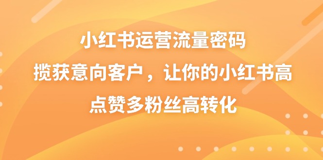 （8764期）小红书运营流量密码，揽获意向客户，让你的小红书高点赞多粉丝高转化-生财有道