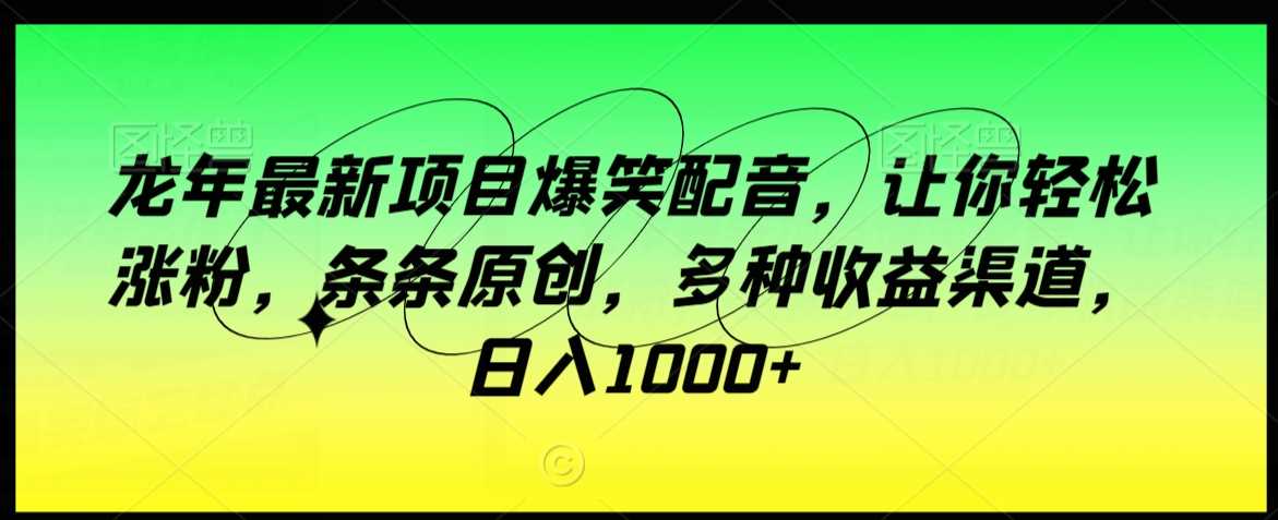 龙年最新项目爆笑配音，让你轻松涨粉，条条原创，多种收益渠道，日入1000+【揭秘】-生财有道