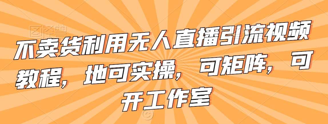 不卖货利用无人直播引流视频教程，地可实操，可矩阵，可开工作室【揭秘】-生财有道