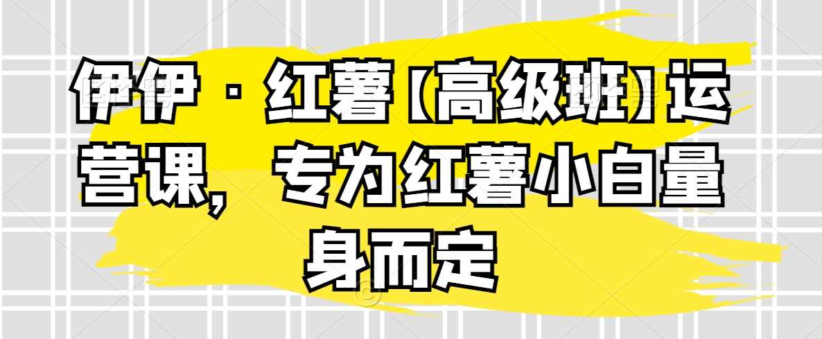 伊伊·红薯【高级班】运营课，专为红薯小白量身而定-生财有道