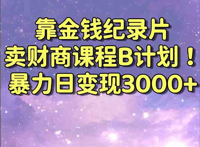 （8944期）靠金钱纪录片卖财商课程B计划！暴力日变现3000+，喂饭式干货教程！-生财有道