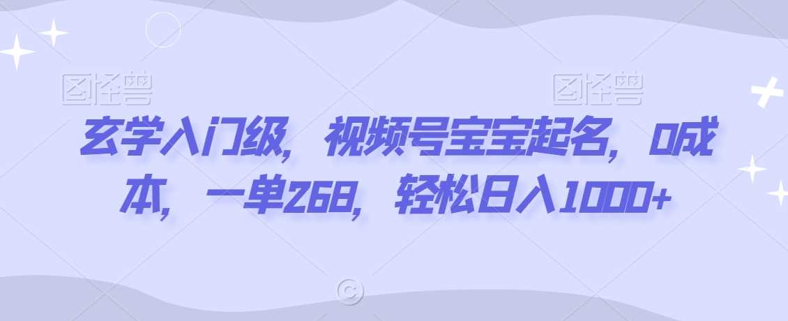 玄学入门级，视频号宝宝起名，0成本，一单268，轻松日入1000+【揭秘】-生财有道