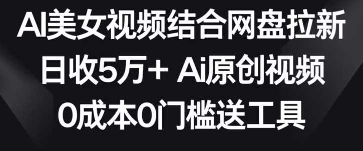 AI美女视频结合网盘拉新，日收5万+两分钟一条Ai原创视频，0成本0门槛送工具【揭秘】-生财有道