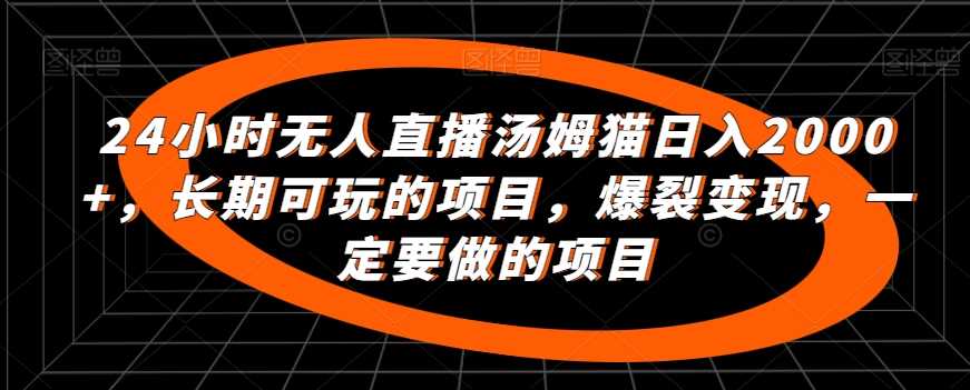 24小时无人直播汤姆猫日入2000+，长期可玩的项目，爆裂变现，一定要做的项目【揭秘】-生财有道