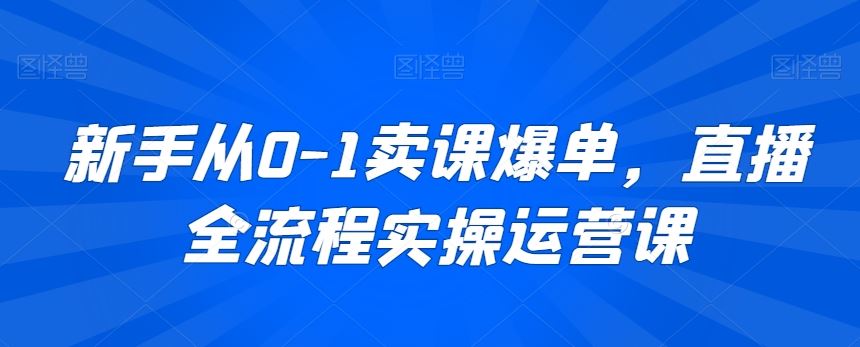 新手从0-1卖课爆单，直播全流程实操运营课-生财有道