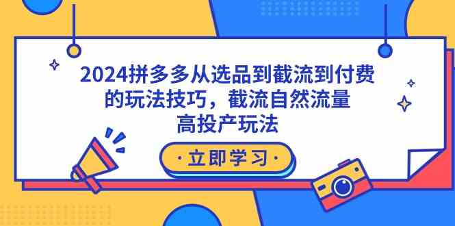 （9037期）2024拼多多从选品到截流到付费的玩法技巧，截流自然流量玩法，高投产玩法-生财有道