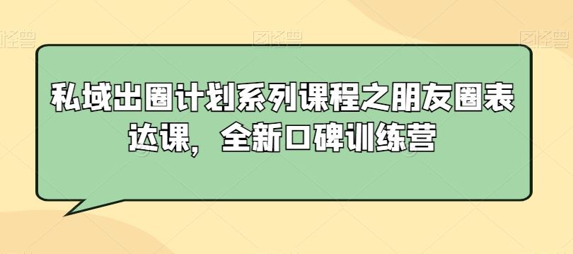 私域出圈计划系列课程之朋友圈表达课，全新口碑训练营-生财有道